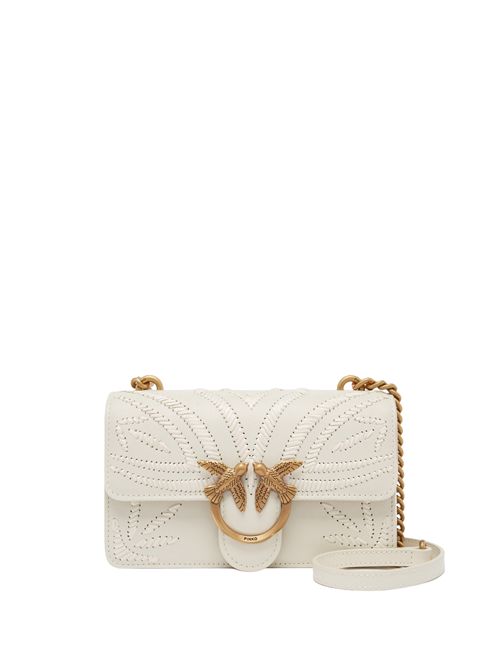 Borsa love one mini in pelle e ricamo rafia Bianco PINKO | 100059 A2C3Z14Q